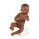  NEW BORN HOLČIČKA - realistická panenka miminko černé rasy s celovinylovým tělem - 45 cm