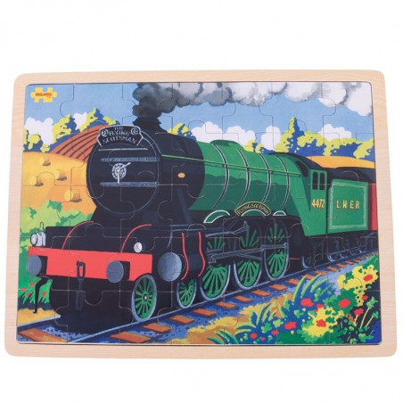 Dřevěné puzzle - historický vlak Flying Scotsman 35 dílků
