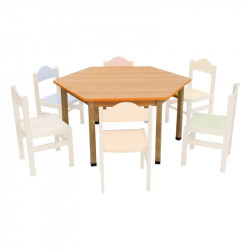Stůl šestihran prům. 120 cm, nastavitelný 52/58/64 cm (02201V)