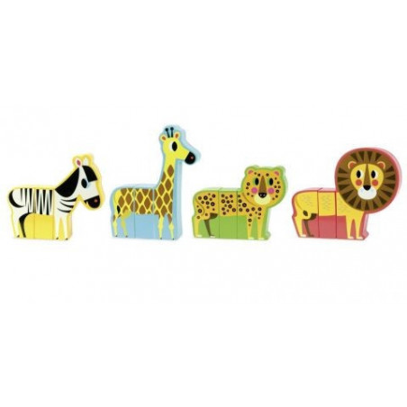 Vilac Dřevěné puzzle Veselé safari