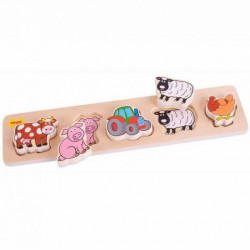 Dřevěné vkládací puzzle farma