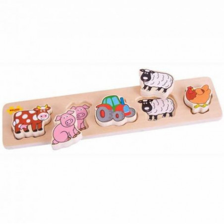 Dřevěné vkládací puzzle farma