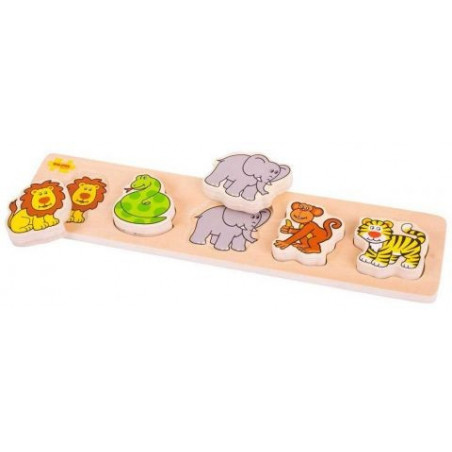 Dřevěné vkládací puzzle safari