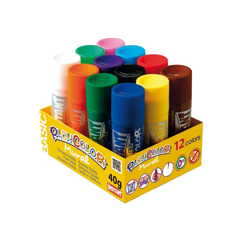 Pevná tempera BASIC - 12 barev po 40g