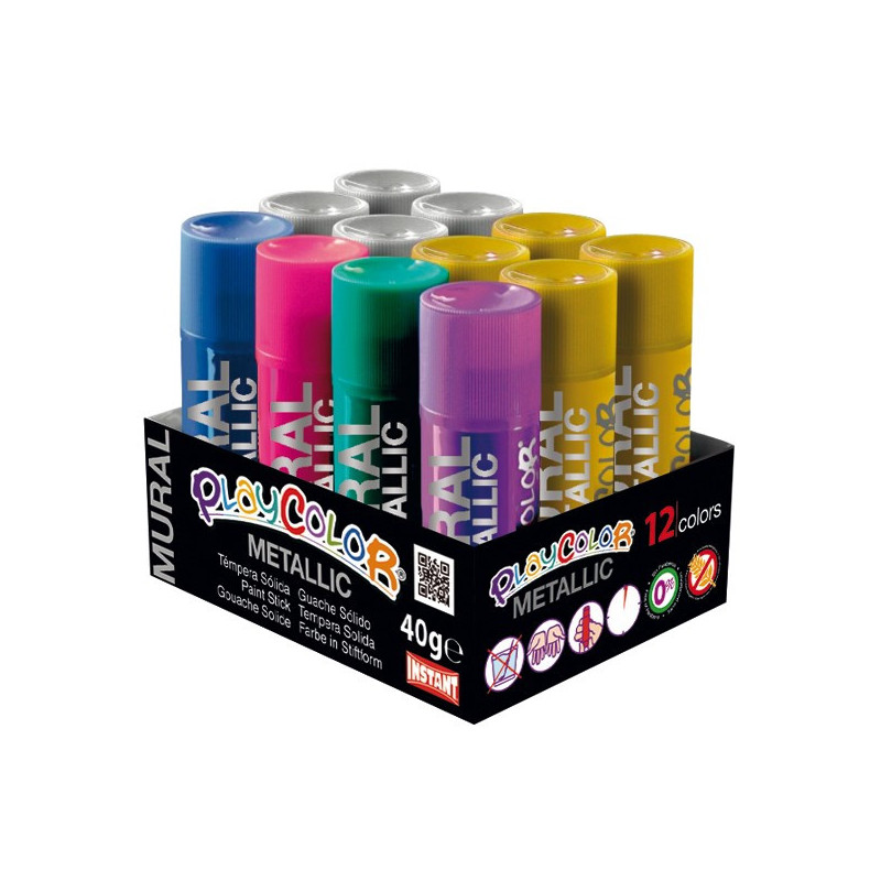 Pevná tempera METALICKÁ - 12 ks