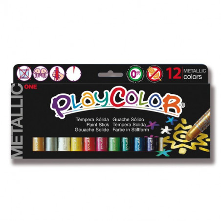 Pevná tempera METALICKÁ - 12 barev po 10g