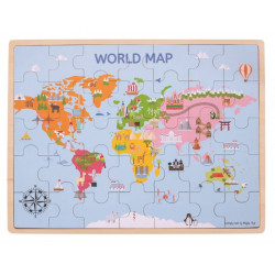 Dřevěné puzzle mapa světa