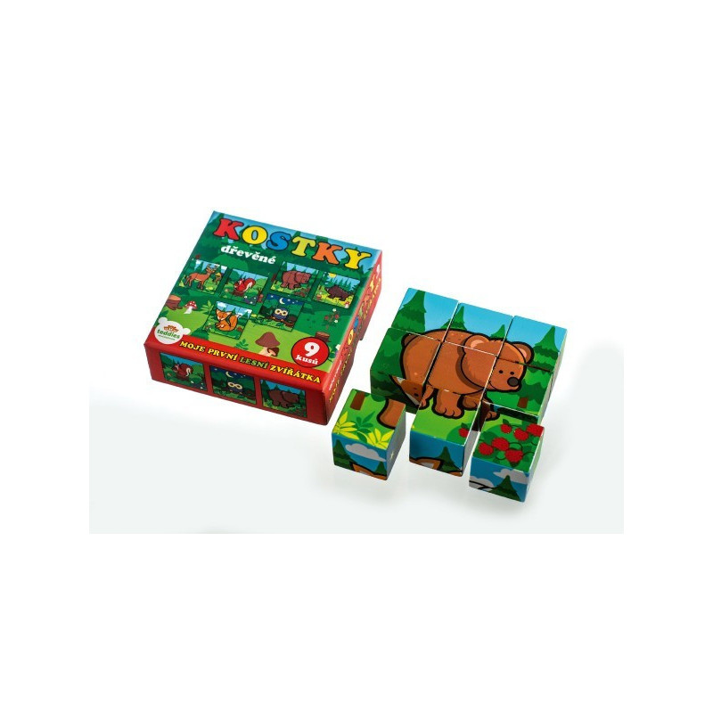 Kostky dřevěné Moje první lesní zvířátka 9ks