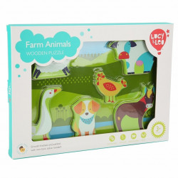 Zvířátka na farmě - dřevěné vkládací puzzle 6 dílků
