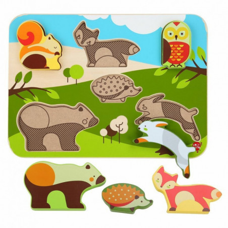 Lesní zvířátka -dřevěné vkládací puzzle 7 dílů