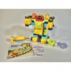 MALÝ KUTIL 2 v 1 Vláček s dinosaury a robot, šroubovací stavebnice 154 dílů