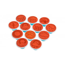 Set velkých dětských razítek Počasí, průměr 7,5 cm, 12 kusů