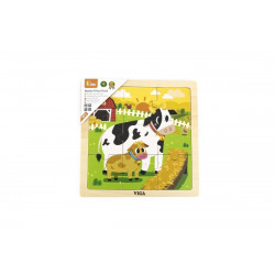 Dřevěné puzzle 9 dílků - kravičky