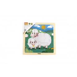 Dřevěné puzzle 9 dílků - ovečky