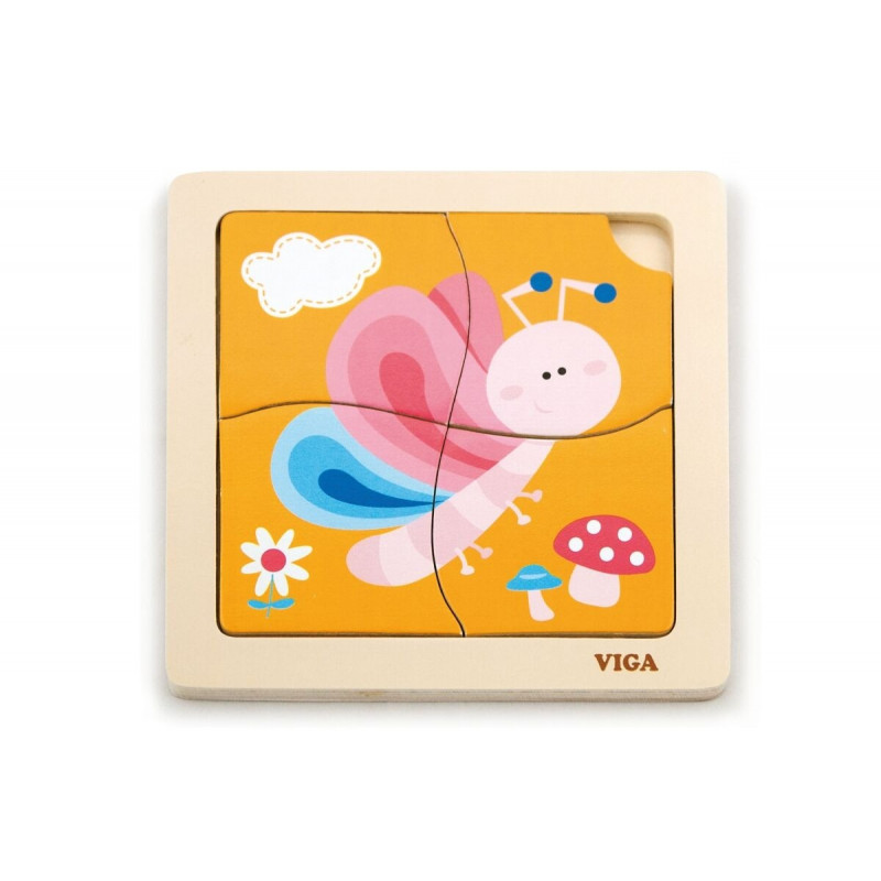 Dřevěné puzzle 4 dílky - motýl
