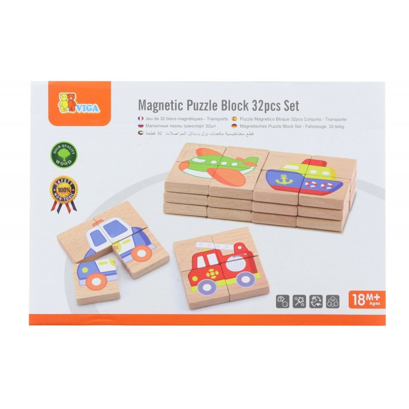  Dřevěné magnetické puzzle - dopravní prostředky
