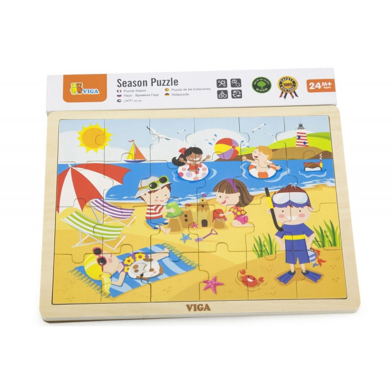 Dřevěné puzzle 24 dílků - léto