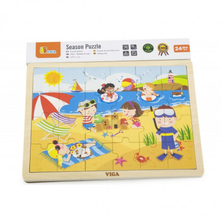 Dřevěné puzzle 24 dílků - léto