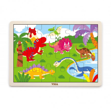  Dřevěné puzzle 16 dílků - dinosauři