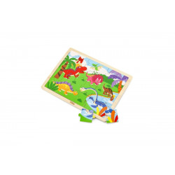  Dřevěné puzzle 16 dílků - dinosauři