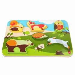 Lucy & Leo - Lesní zvířátka -dřevěné vkládací puzzle 7 dílů