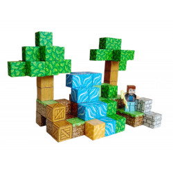 Magnetická stavebnice Minecraft Stromy a vodopád s postavičkou 101ks
