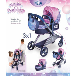 Skládací kočárek pro panenky 3 v 1 s taškou Magic Bubble 2024 - 73 cm