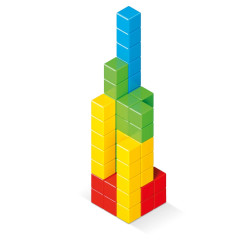GEOMAG Magicube 4 barvy v boxu, 64 dílů, magnetická stavebnice