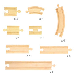 Dřevěné koleje vláčkodráhy - Set 24 dílů