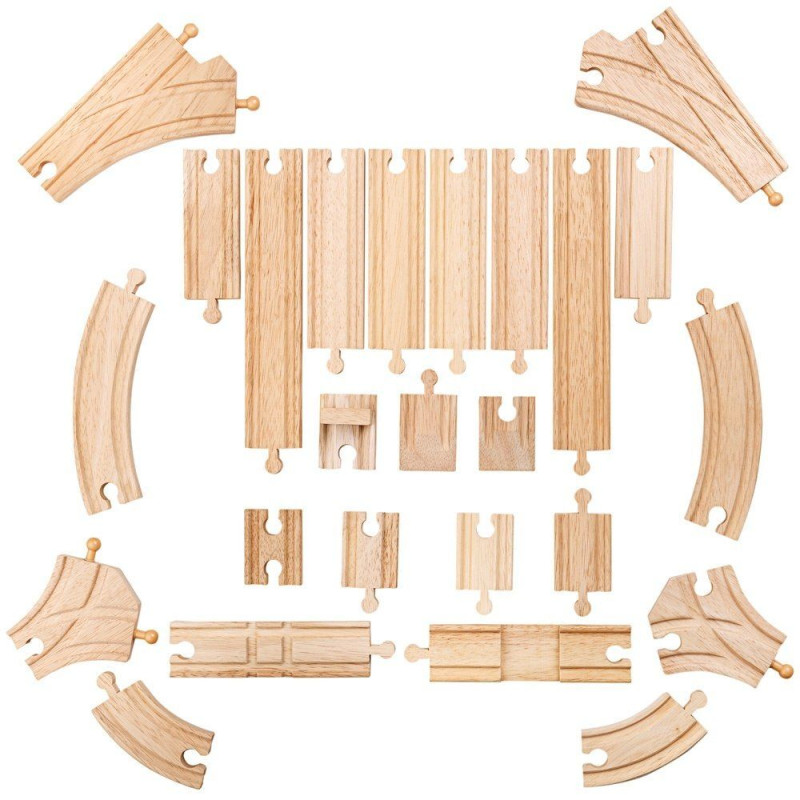 Dřevěné koleje vláčkodráhy  - Set 25 dílů