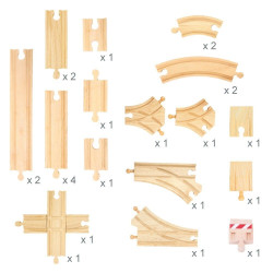 Dřevěné koleje vláčkodráhy  - Set 25 dílů