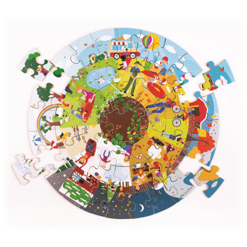 Kulaté podlahové puzzle Čtyří roční období 50 dílků