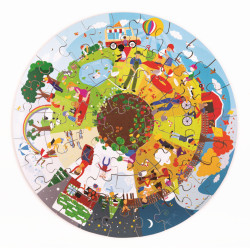 Kulaté podlahové puzzle Čtyří roční období 50 dílků