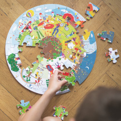 Kulaté podlahové puzzle Čtyří roční období 50 dílků