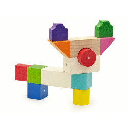 KOOGLO Basic - magnetická dřevěná stavebnice color 50ks