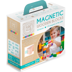 KOOGLO Basic - magnetická dřevěná stavebnice color 50ks