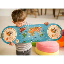Dřevěný mostek Balance Play s polepem KONTINENTY