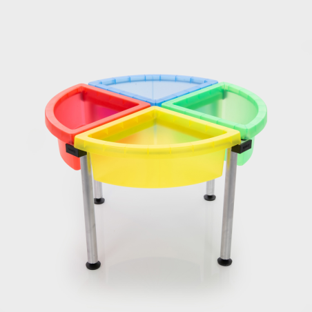 Stůl + 4 transparentní barevné boxy