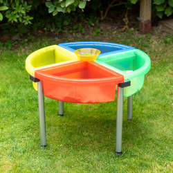 Stůl + 4 transparentní barevné boxy