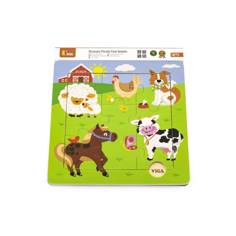 Dřevěné puzzle 9 dílků - domácí zvířátka