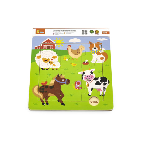 Dřevěné puzzle 9 dílků - domácí zvířátka