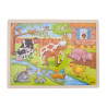 Dřevěné puzzle - život na farmě