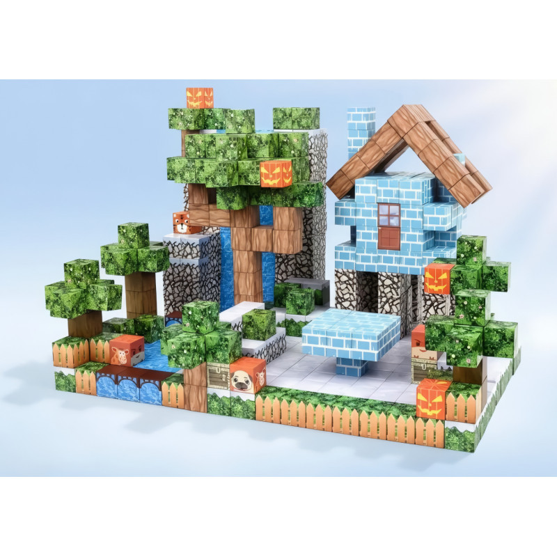 Magnetická stavebnice Minecraft Waterfall nature 100ks