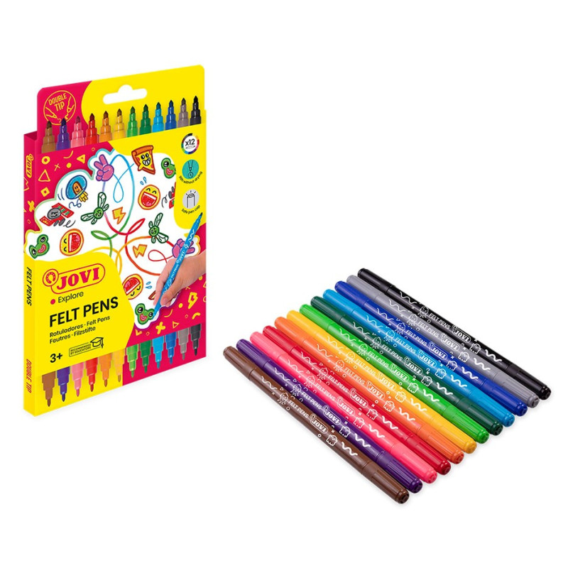 Fixy oboustranné tenké / tlusté - 12 barev
