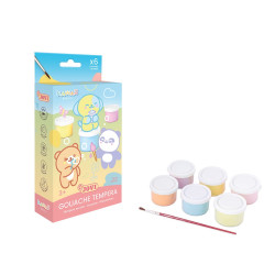 Temperové barvy 5 x 35 ml, štětec
