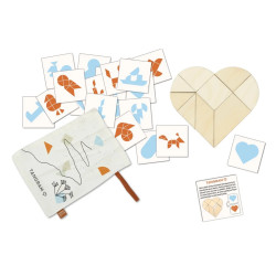 Tangram srdce - dřevěné hlavolamy do kapsy
