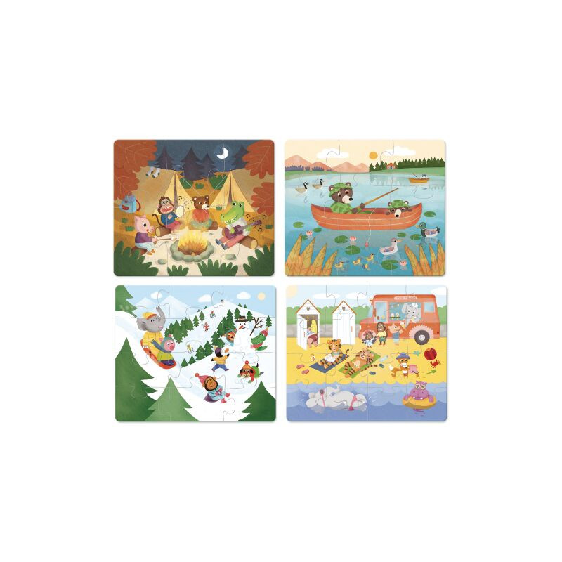 Dřevěné puzzle Dobrodružství 4v1