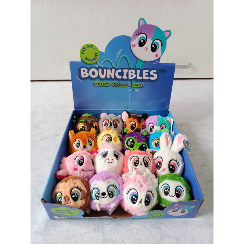 BOUNCIBLES Set skákacích plyšových míčků, 16 kusů