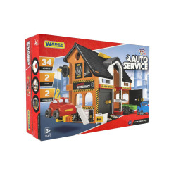 Auto servis 2 patra + 3 auta plast v krabici 59x39x15cm Wader